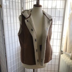 Vintage, sherling, hooded, vest